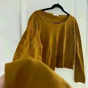 Forever 21 mustard brown cropped long sleeve shirt in  us medium
